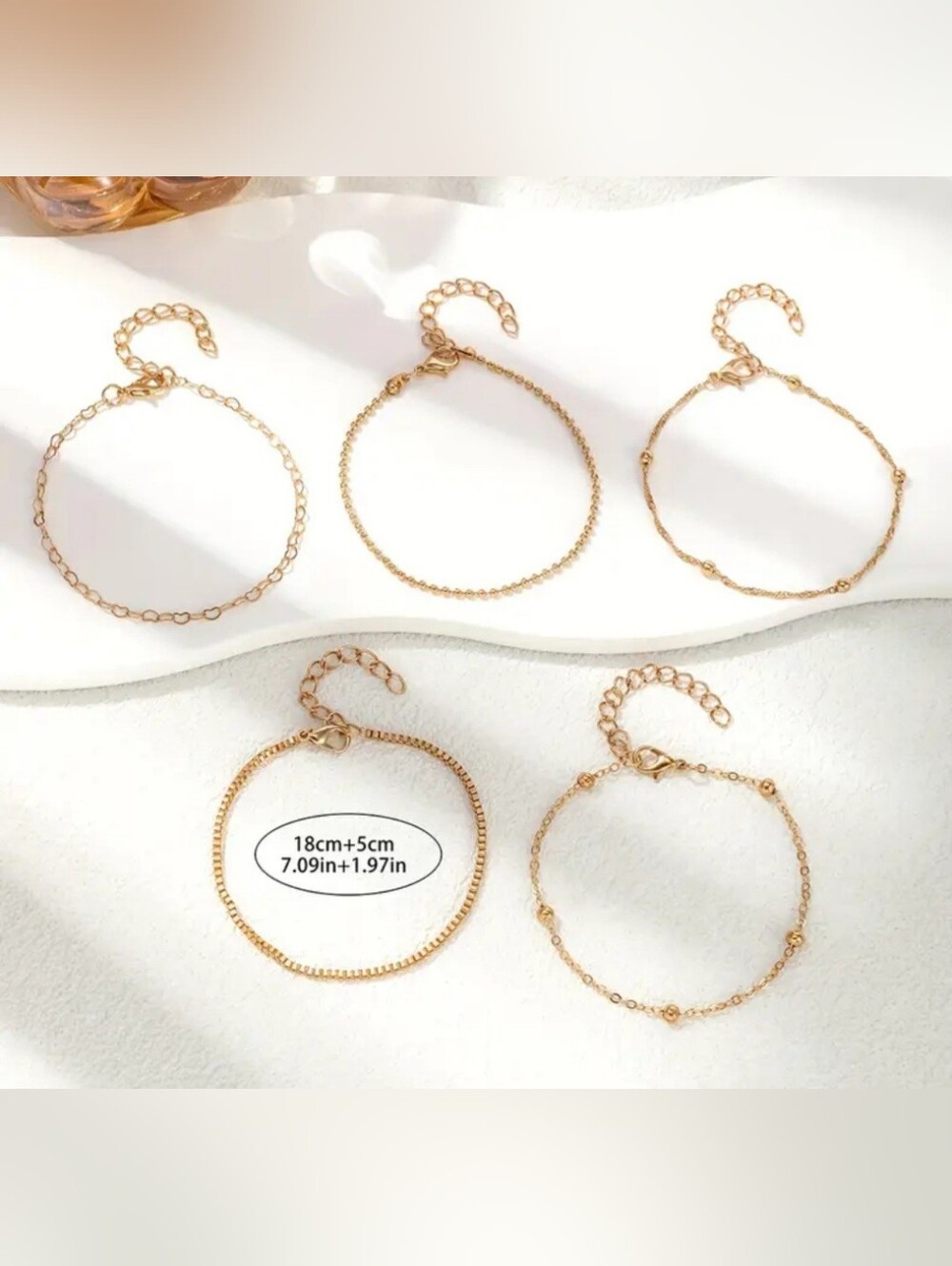 Silver Plated 5 Pcs. Link Stackable Bracelet Set - Picture 3 of 3
